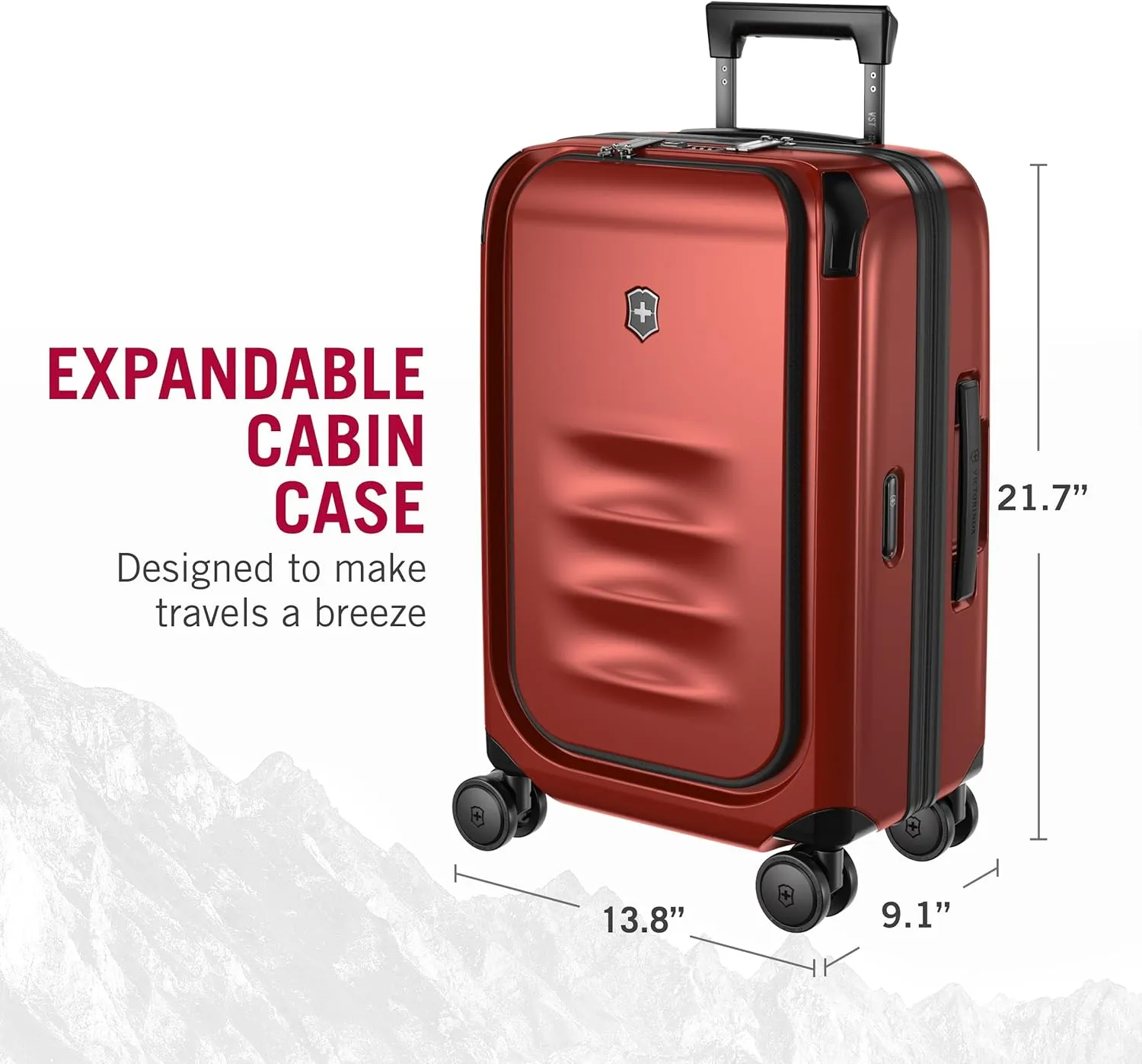 Victorinox Spectra 3.0 Frequent Flyer Carry-On - Modern Hardside Carry-On Luggage - Rolling Suitcase with Spinner Wheels - Holds Travel Accessories - 37 Liters, Red