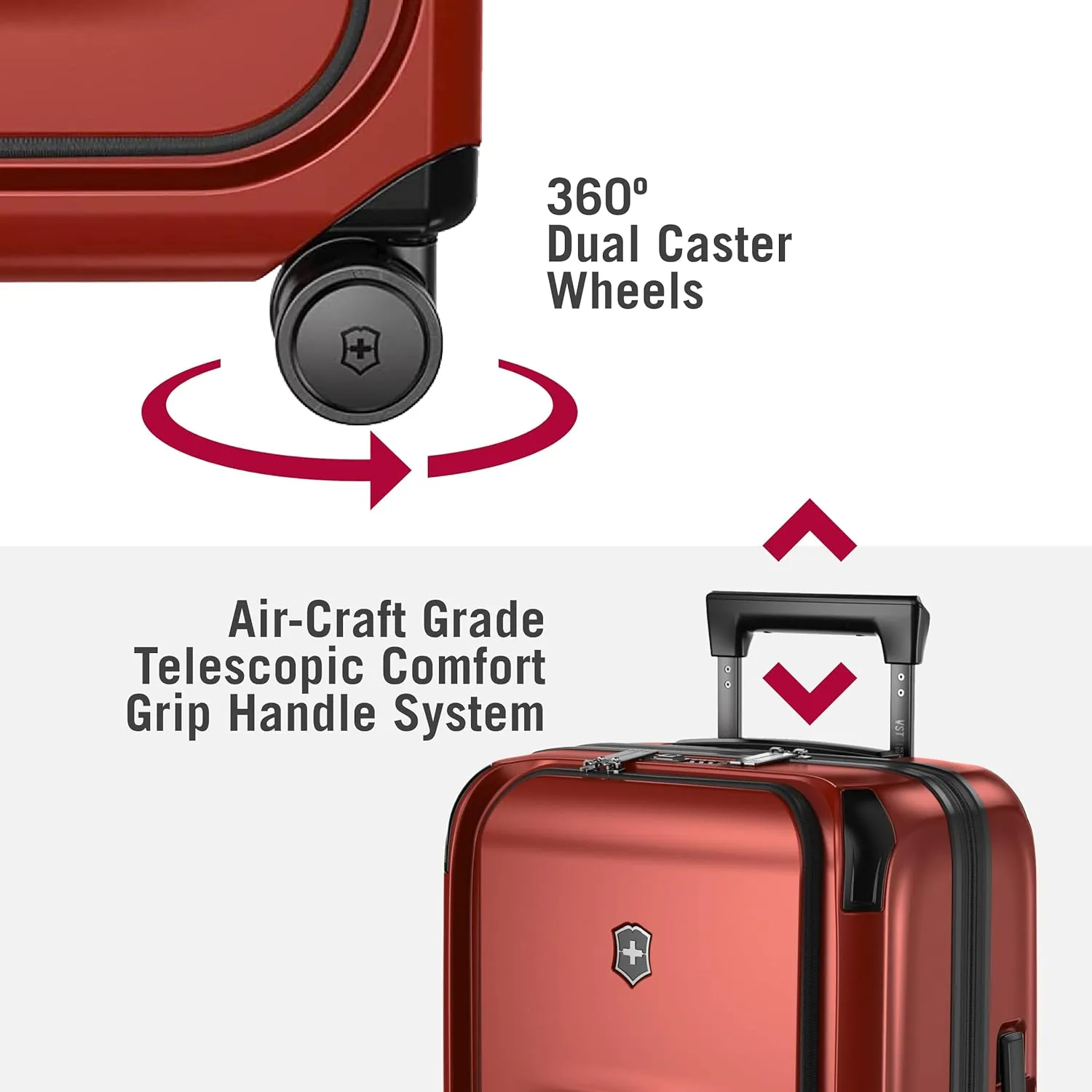 Victorinox Spectra 3.0 Frequent Flyer Carry-On - Modern Hardside Carry-On Luggage - Rolling Suitcase with Spinner Wheels - Holds Travel Accessories - 37 Liters, Red