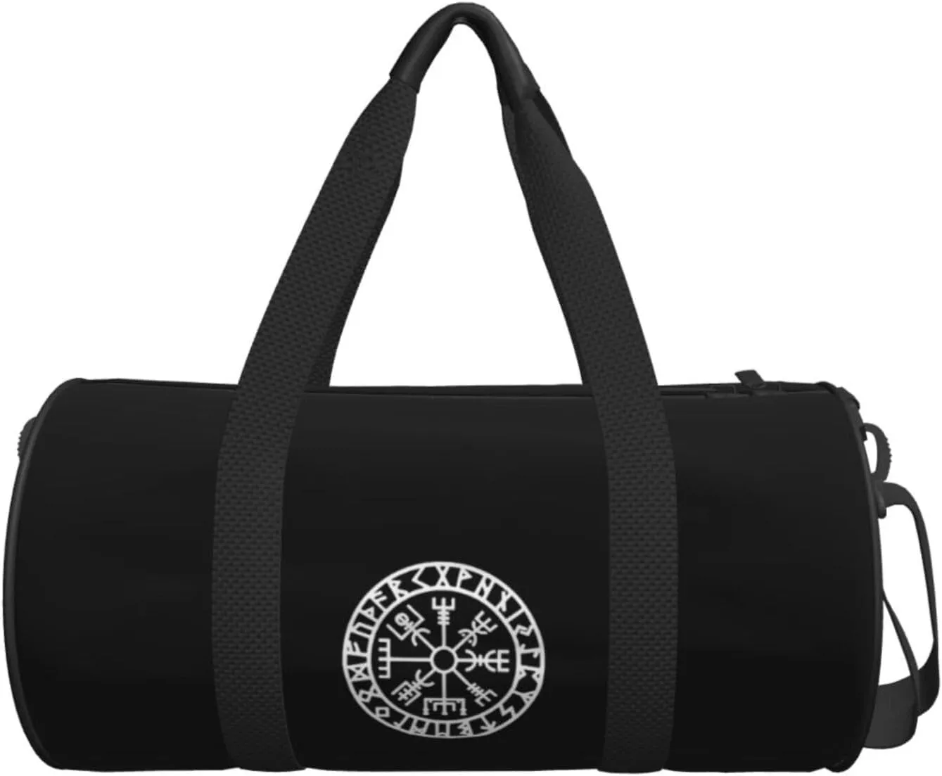 Viking Symbol Nordic Compass Travel Luggage Duffel Bag Sports Rolling Foldable Duffel Bag, Black