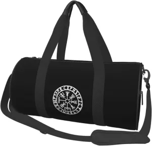 Viking Symbol Nordic Compass Travel Luggage Duffel Bag Sports Rolling Foldable Duffel Bag, Black