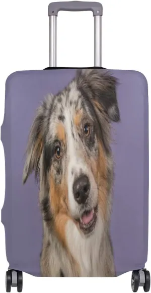 VIKKO Pretty Australian Shepherd Dog Travel Luggage Cover Suitcase Cover Protector Travel Case Bag Protector Elastic Luggage Case Cover Fits 29-32 Inch Luggage for Kids Men Women Travel