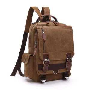 Vintage Canvas Leather Waterproof 20 Liter Travel Backpack