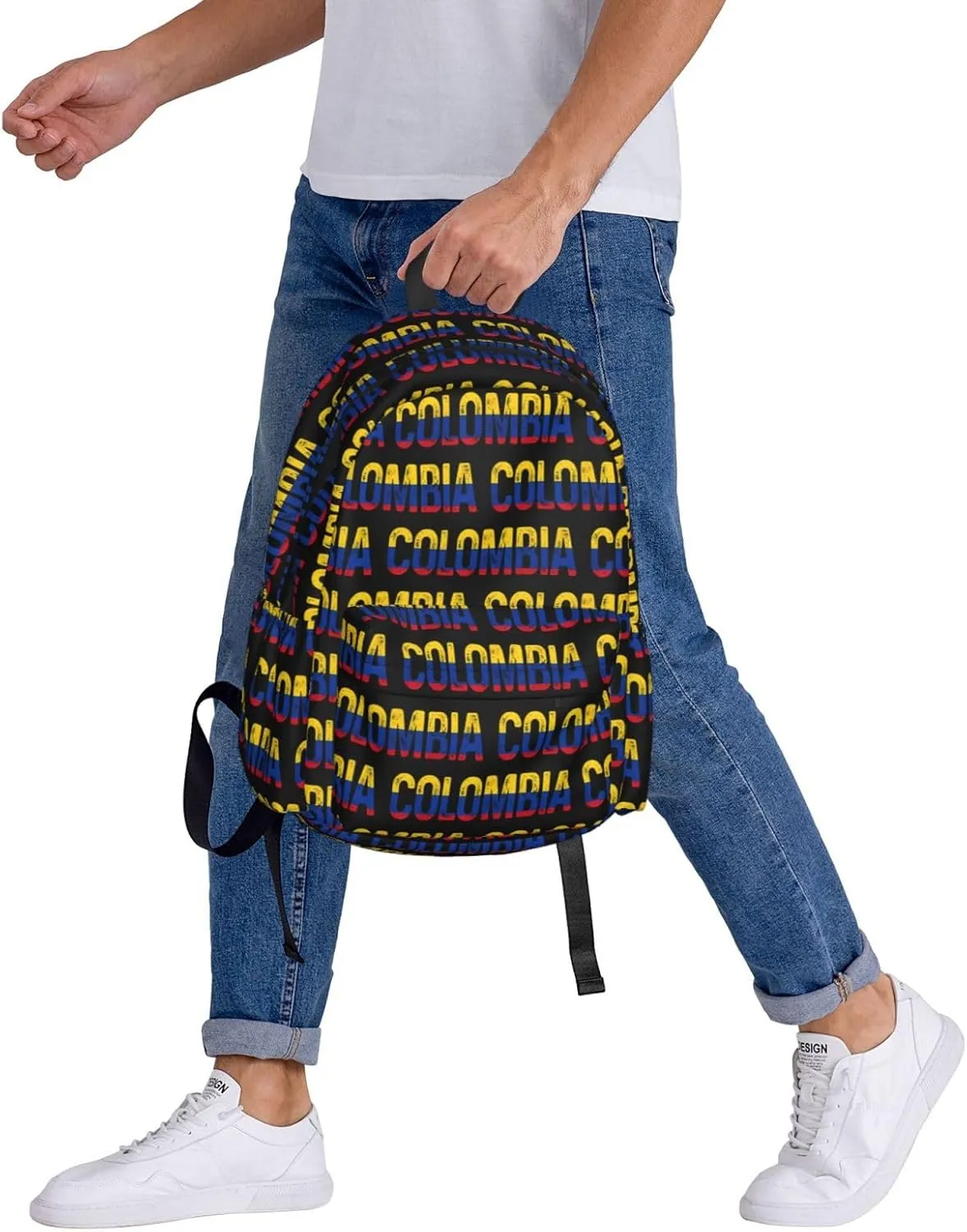 Vintage Colombia Colombian Pride Flag Large Travel Backpack Casual Backpacks Laptop Daypack Working Rucksack Lightweight Back Pack Sports Bag with Adjustable Shoulder Strap
