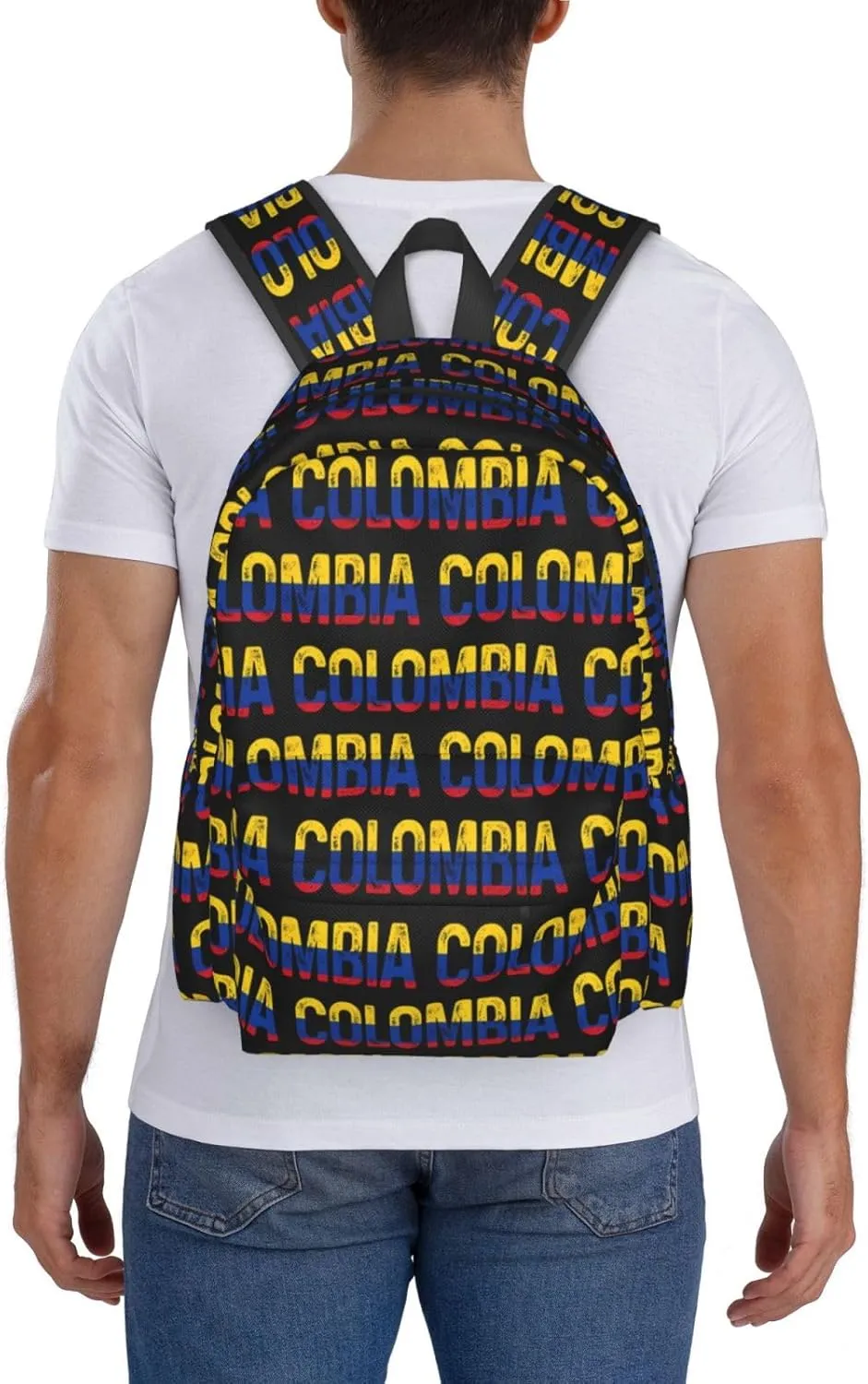 Vintage Colombia Colombian Pride Flag Large Travel Backpack Casual Backpacks Laptop Daypack Working Rucksack Lightweight Back Pack Sports Bag with Adjustable Shoulder Strap