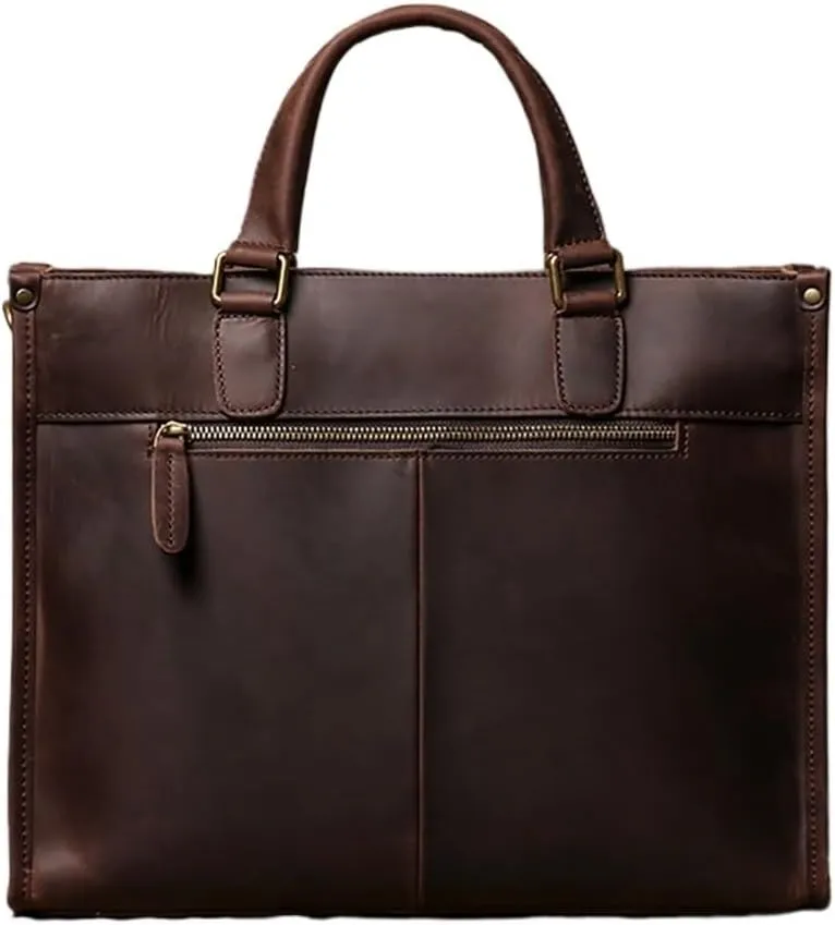 Vintage Man Handbag Briefcase Men Shoulder Genuine Leather Bags Brown Business 14 Inch Laptop Bag