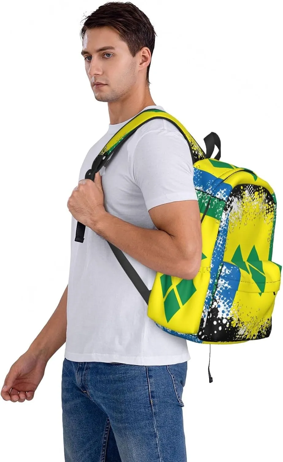 Vintage Saint Vincent Grenadines Flag Casual Backpack Large Capacity Travel Backpacks Laptop Daypack Commuter Rucksack Adjustable Strap Sports Bags for Hiking Biking