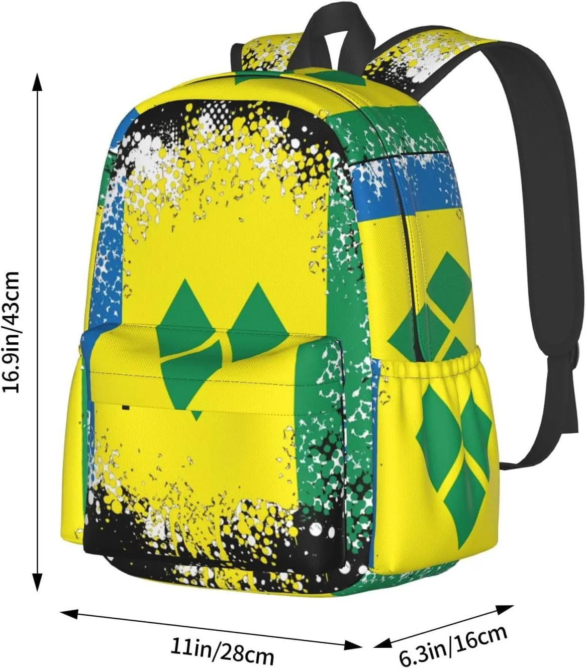 Vintage Saint Vincent Grenadines Flag Casual Backpack Large Capacity Travel Backpacks Laptop Daypack Commuter Rucksack Adjustable Strap Sports Bags for Hiking Biking