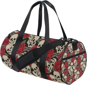 Vintage Skull Rose Flower Fashion Sports Gym Bag Travel Duffel Bag for Men and Women