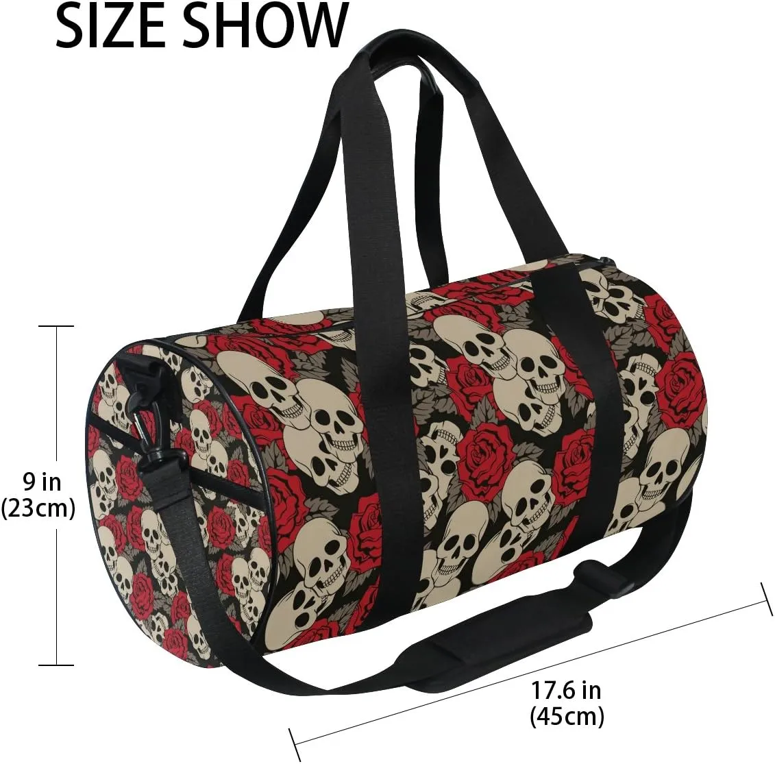 Vintage Skull Rose Flower Fashion Sports Gym Bag Travel Duffel Bag for Men and Women