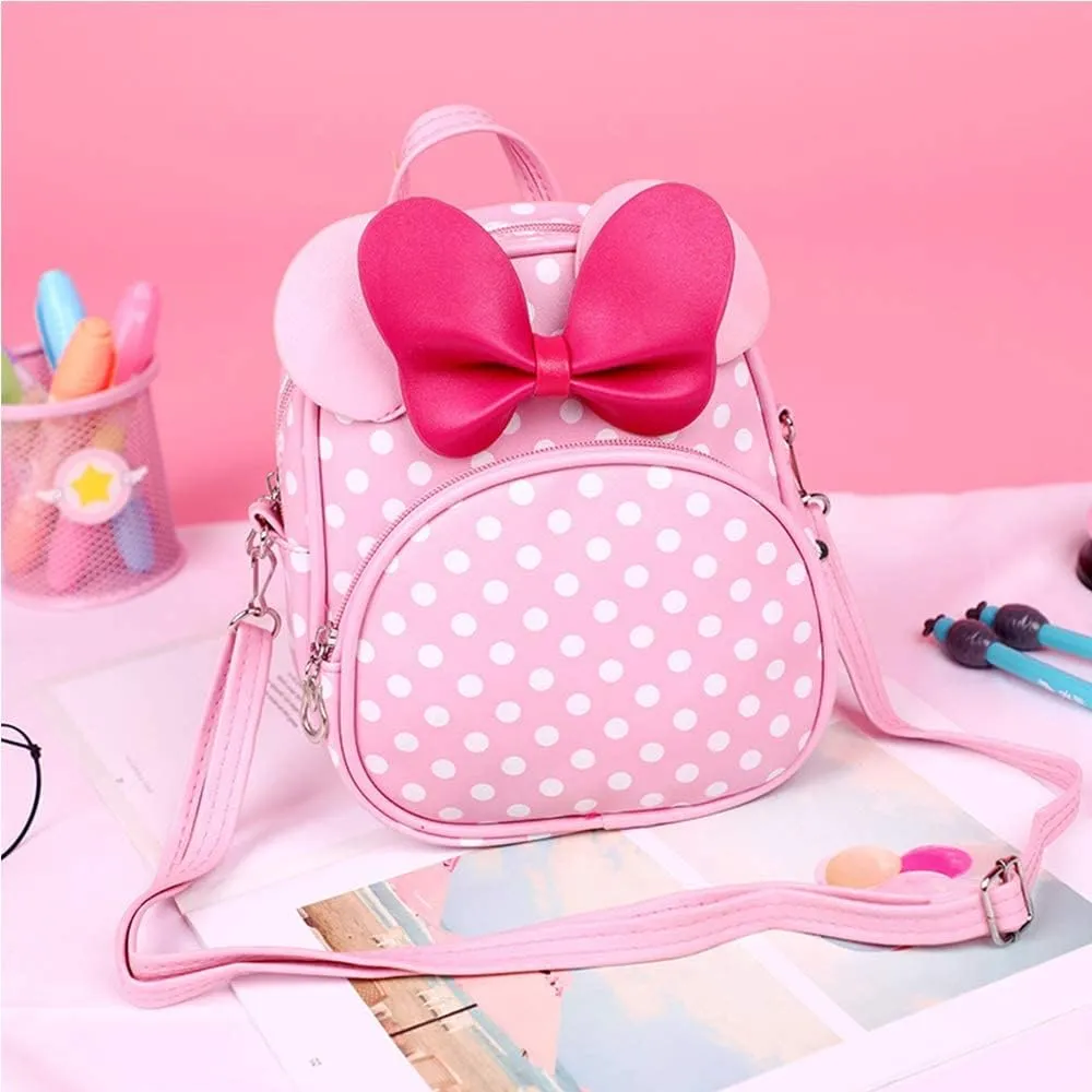 Voikukka Cute Mini Mouse Backpack for Toddler Girls Leather Kid Crossbody Bag Small Kids Mini Backpack Pink Toddler Cross Body Purse Travel Toys Baby Girl Backpacks