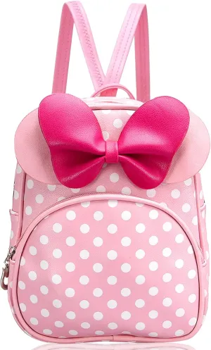 Voikukka Cute Mini Mouse Backpack for Toddler Girls Leather Kid Crossbody Bag Small Kids Mini Backpack Pink Toddler Cross Body Purse Travel Toys Baby Girl Backpacks