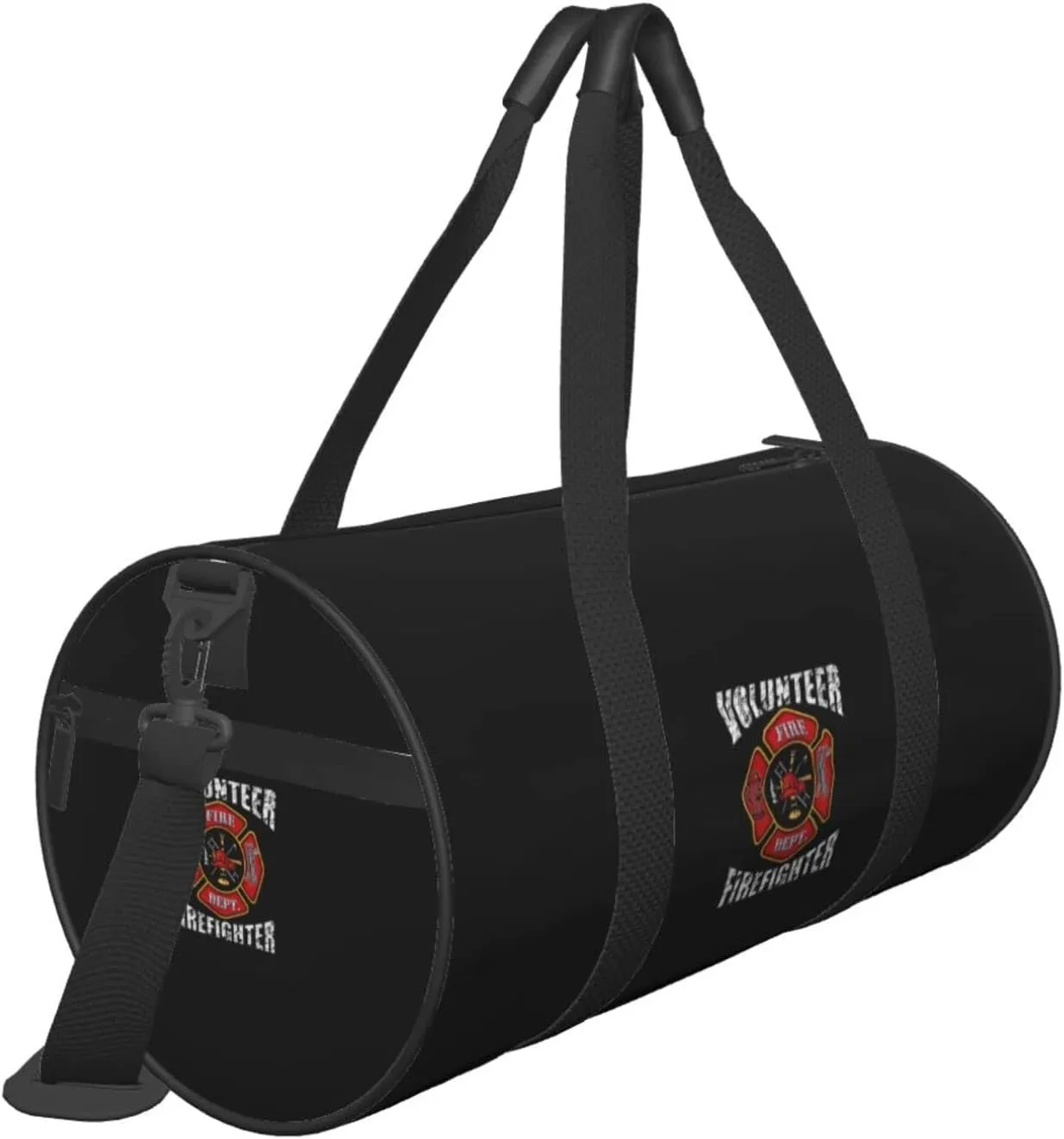 Volunteer Firefighters Travel Luggage Duffel Bag Sports Rolling Foldable Duffel Bag, Black