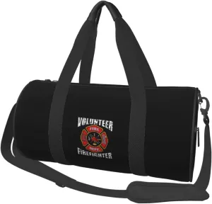 Volunteer Firefighters Travel Luggage Duffel Bag Sports Rolling Foldable Duffel Bag, Black