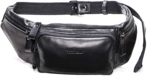 Waist Packs Men Chest Sling Bag Waist Pouch Leather Fanny Pack Waterproof Business Travel Running Cycling Sports Crossbody Bags Outdoor Multipurpose Shoulder Backpack Black