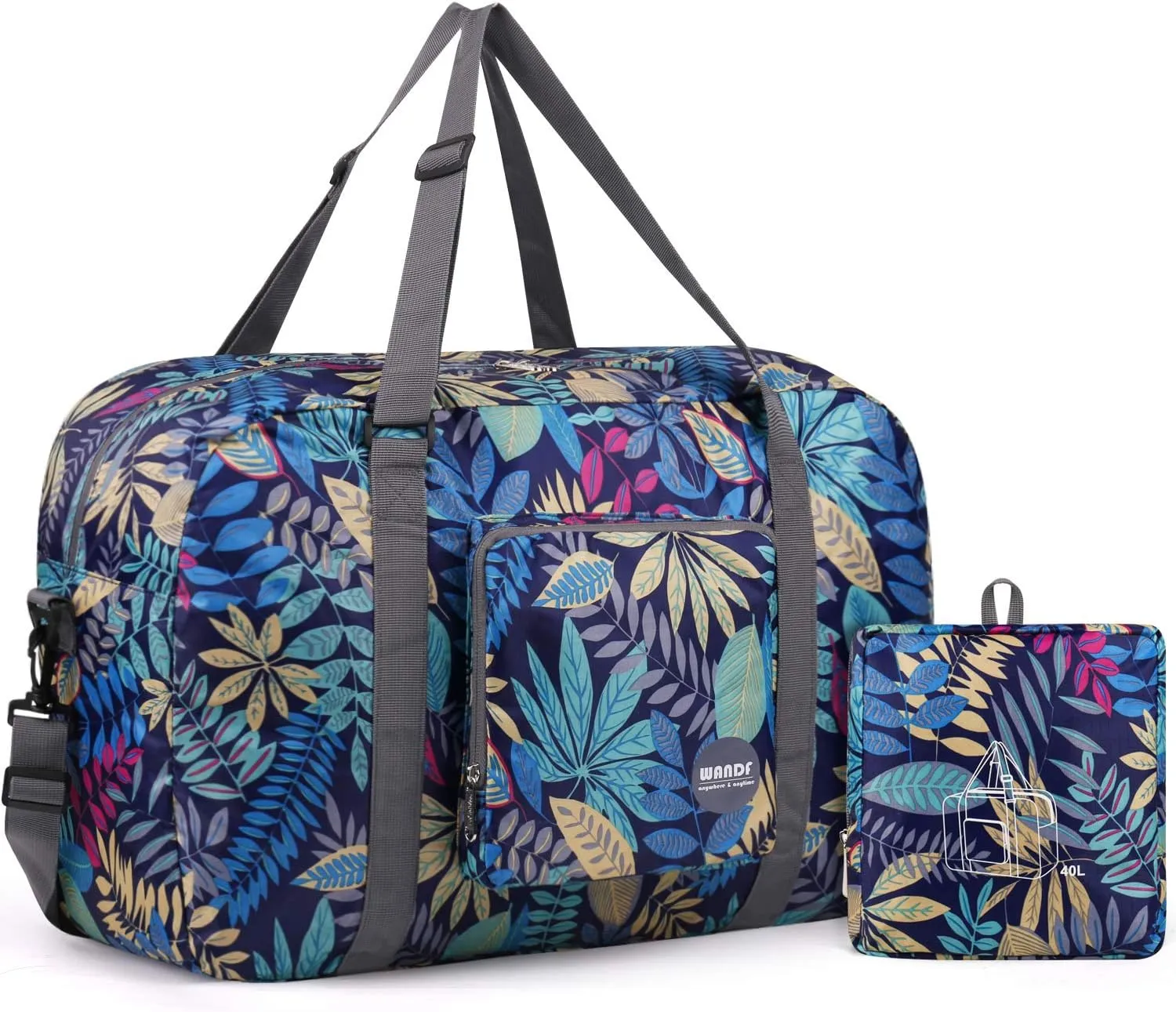 WANDF For Spirit Airlines Personal Item Bag 18x14x8 Foldable Travel Duffel Carry on Weekender Overnight for Women Men