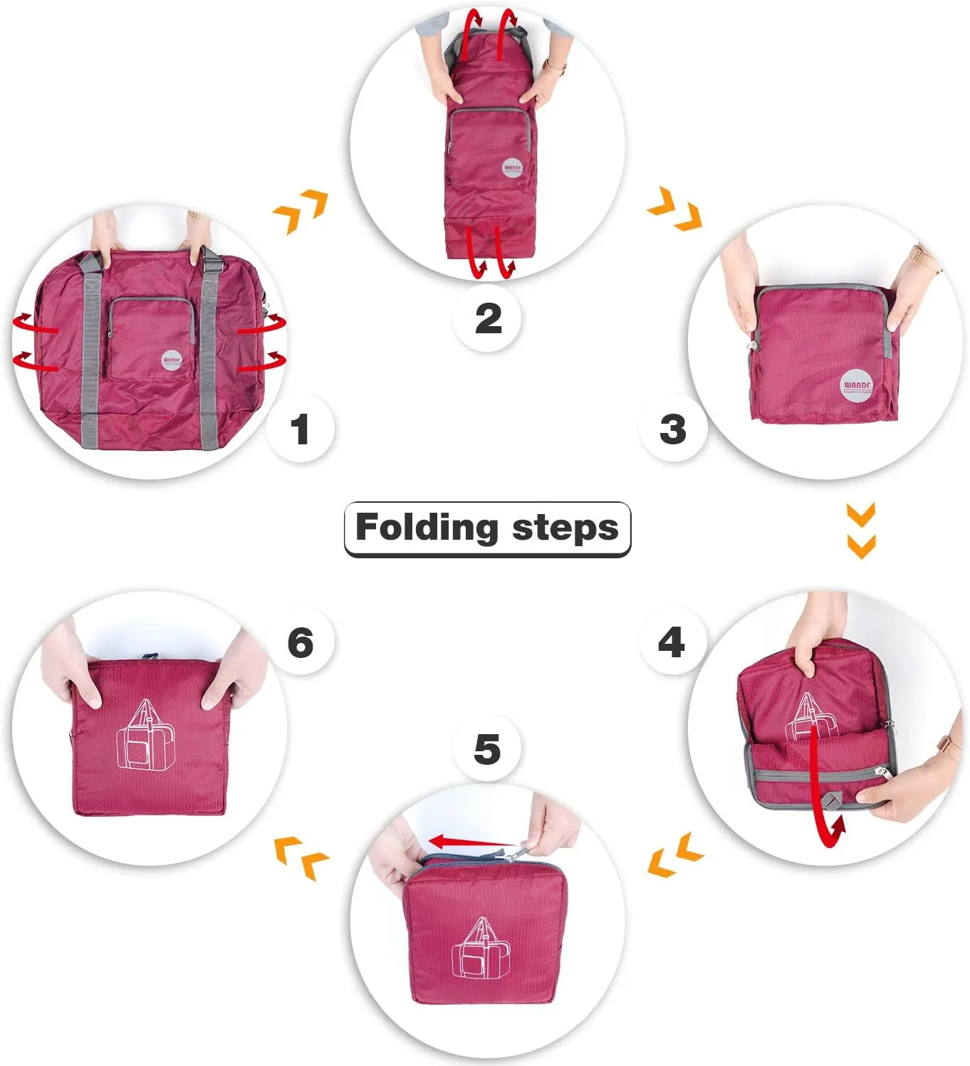 WANDF For Spirit Airlines Personal Item Bag 18x14x8 Foldable Travel Duffel Carry on Weekender Overnight for Women Men