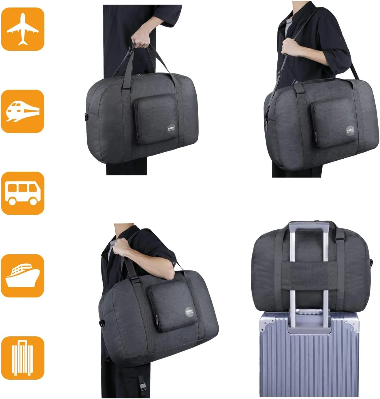 WANDF For Spirit Airlines Personal Item Bag 18x14x8 Foldable Travel Duffel Carry on Weekender Overnight for Women Men