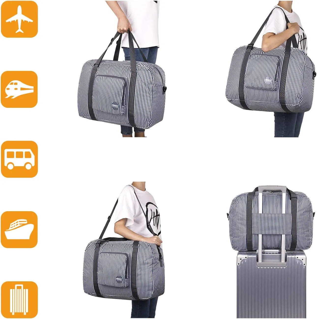 WANDF For Spirit Airlines Personal Item Bag 18x14x8 Foldable Travel Duffel Carry on Weekender Overnight for Women Men