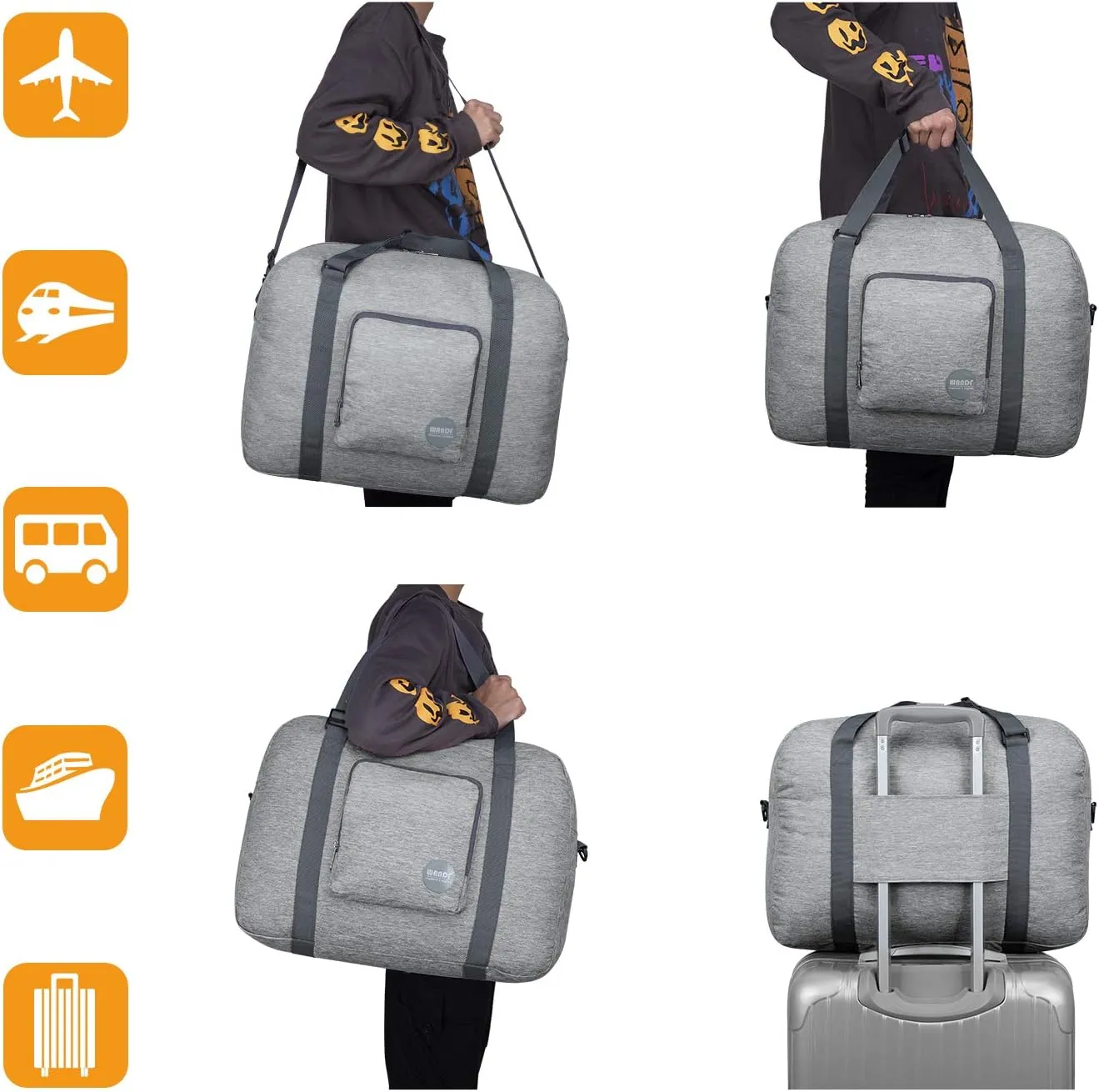 WANDF For Spirit Airlines Personal Item Bag 18x14x8 Foldable Travel Duffel Carry on Weekender Overnight for Women Men