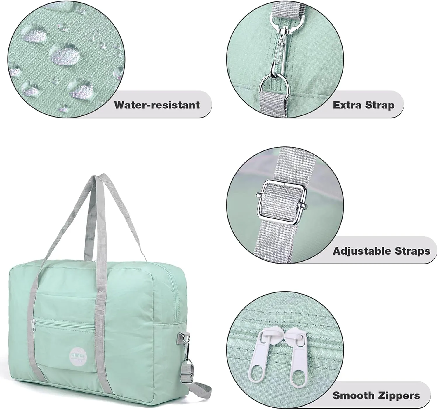 WANDF For Spirit Airlines Personal Item Bag 18x14x8 Travel Duffel Bag Underseat Foldable Carry-on Luggage for Women