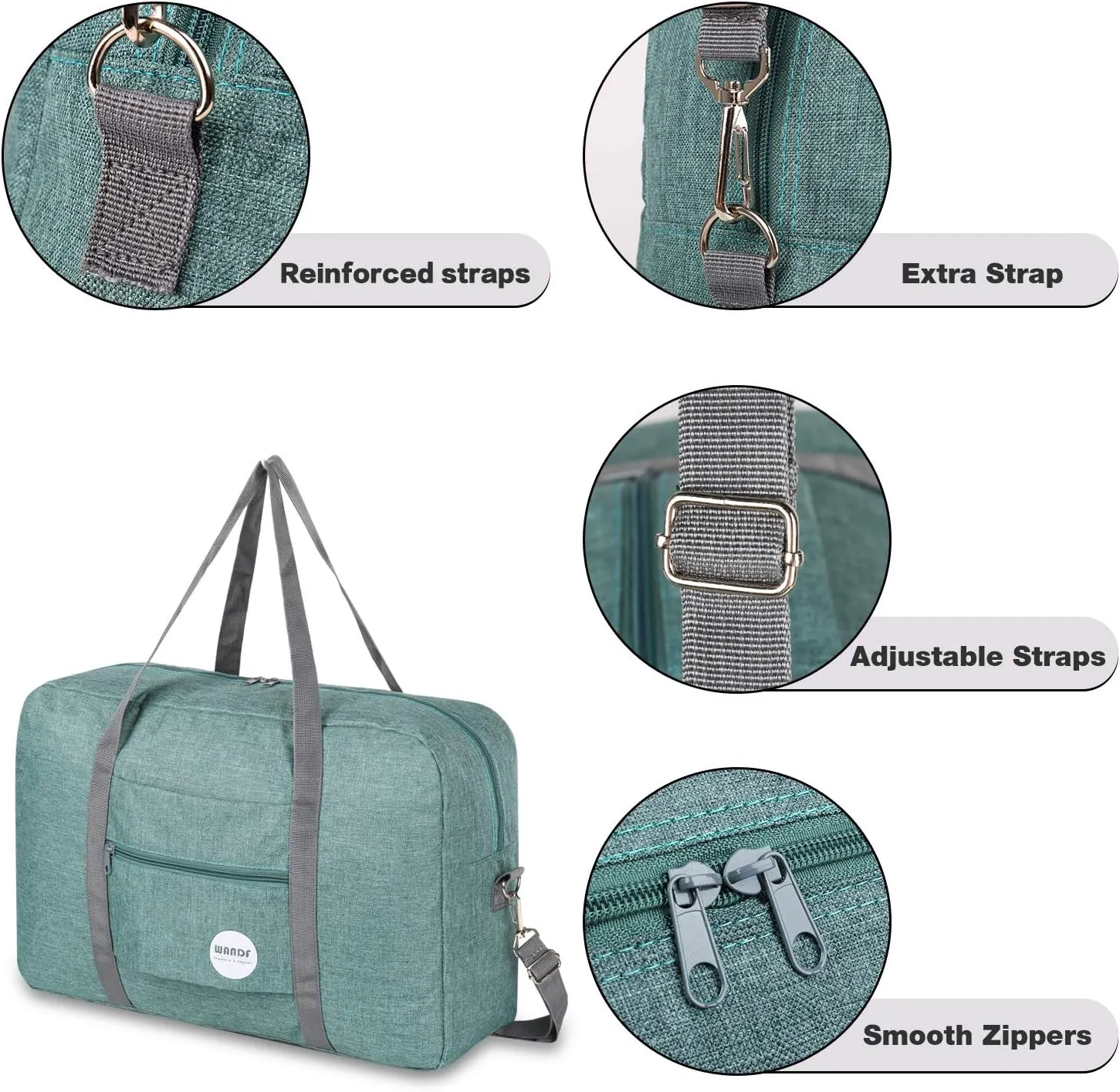 WANDF For Spirit Airlines Personal Item Bag 18x14x8 Travel Duffel Bag Underseat Foldable Carry-on Luggage for Women