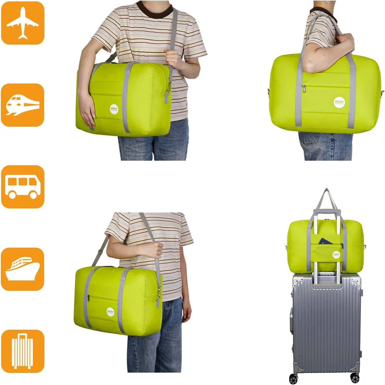 WANDF For Spirit Airlines Personal Item Bag 18x14x8 Travel Duffel Bag Underseat Foldable Carry-on Luggage for Women