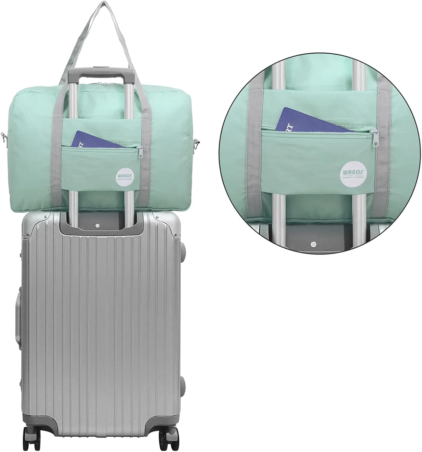 WANDF For Spirit Airlines Personal Item Bag 18x14x8 Travel Duffel Bag Underseat Foldable Carry-on Luggage for Women