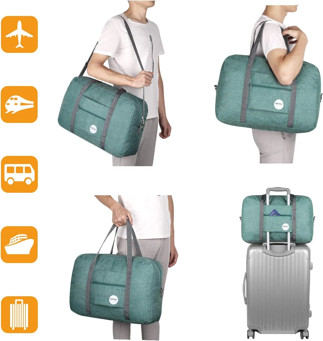 WANDF For Spirit Airlines Personal Item Bag 18x14x8 Travel Duffel Bag Underseat Foldable Carry-on Luggage for Women
