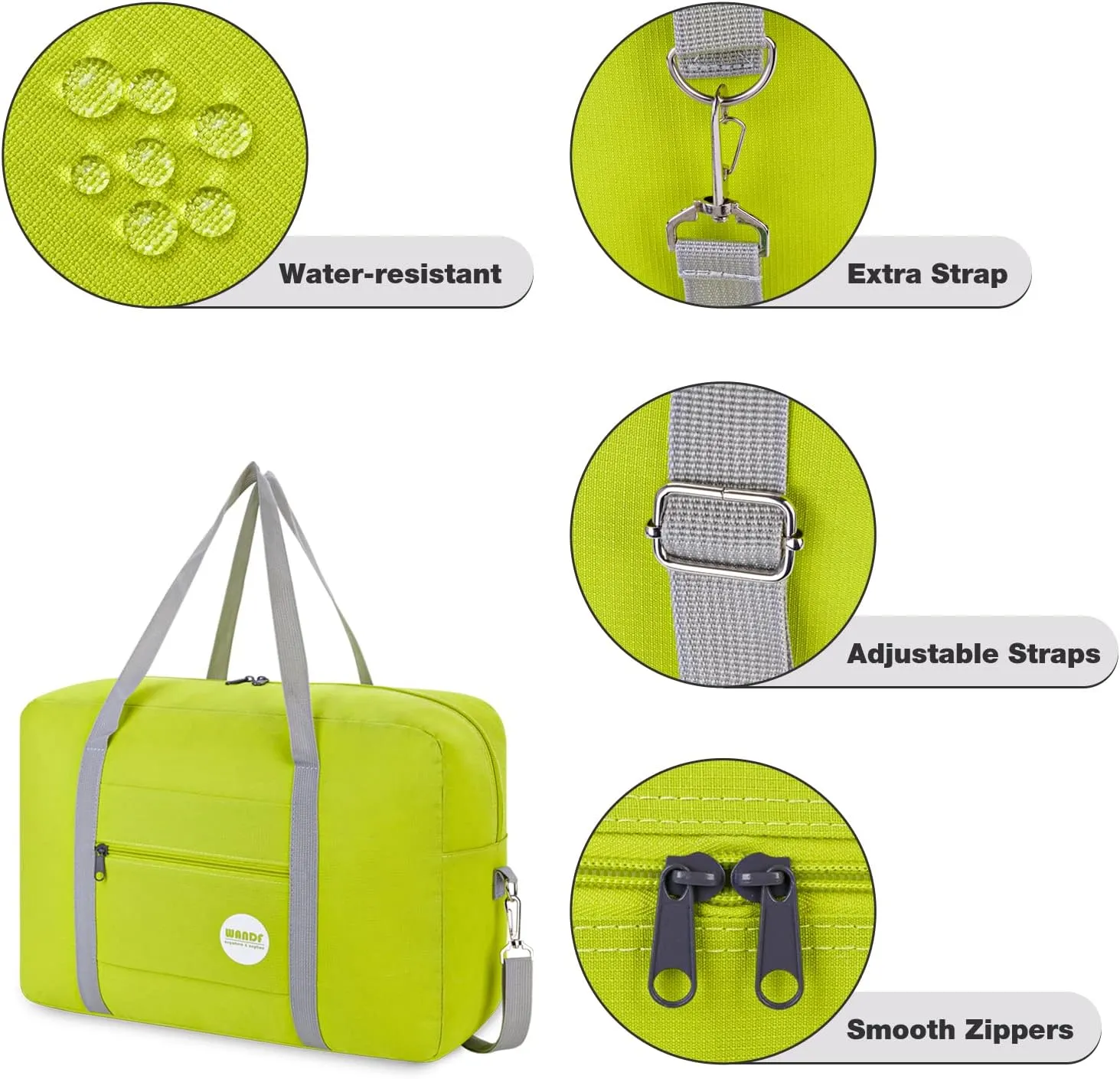 WANDF For Spirit Airlines Personal Item Bag 18x14x8 Travel Duffel Bag Underseat Foldable Carry-on Luggage for Women