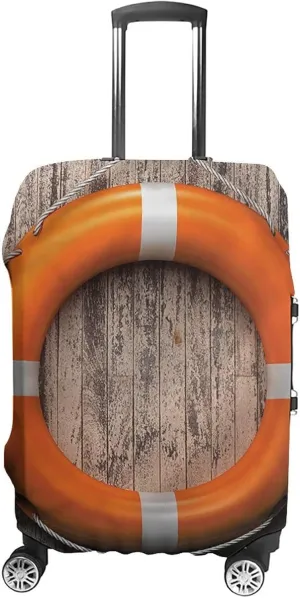 Washable Luggage Cover, Buoy Elastic Travel Luggage Cover, Wooden Hardwood Grunge, Fits 26-28 Inch Luggage, Great For Vacation Travel, Multicolor