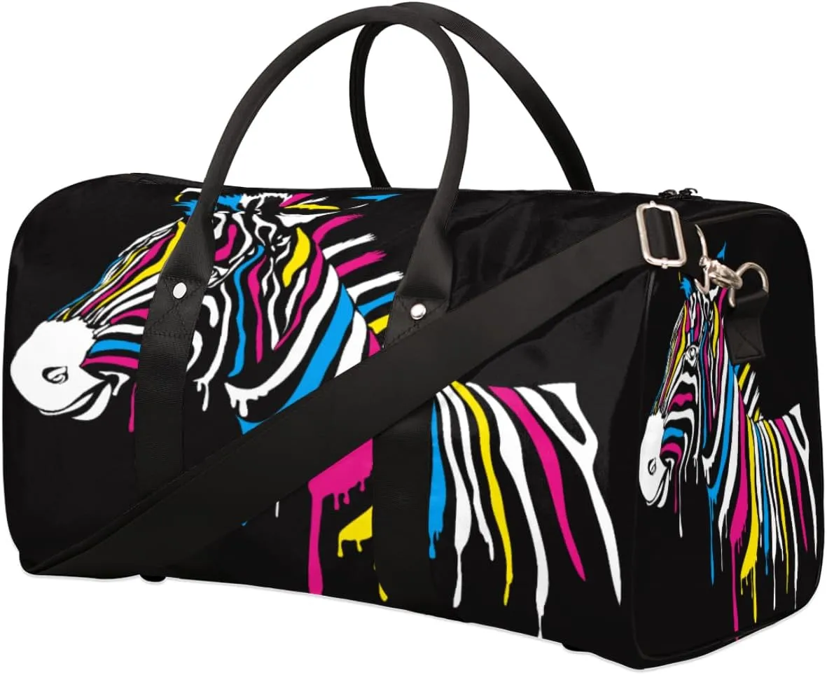 Watercolor Zebra Travel Duffel Bag, Foldable Sport Gym Tote Bag, Waterproof Weekender Overnight Bag with Shoulder Strap, Carry On Luggage Handbag for Men and Women（Zebra）