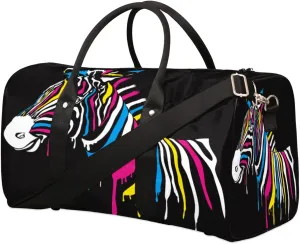 Watercolor Zebra Travel Duffel Bag, Foldable Sport Gym Tote Bag, Waterproof Weekender Overnight Bag with Shoulder Strap, Carry On Luggage Handbag for Men and Women（Zebra）