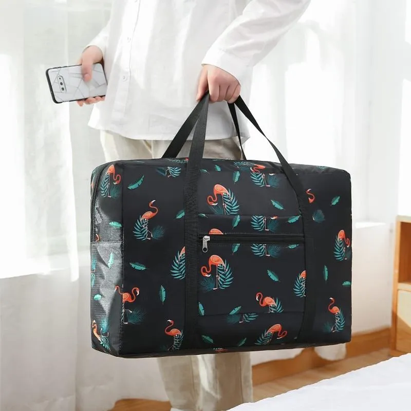 Waterproof Foldable Travel Bag - Compact & Durable - Navy Blue Geometry