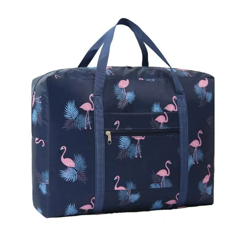 Waterproof Foldable Travel Bag - Compact & Durable - Navy Blue Geometry