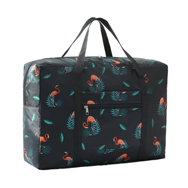 Waterproof Foldable Travel Bag - Compact & Durable - Navy Blue Geometry