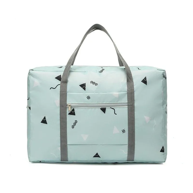 Waterproof Foldable Travel Bag - Compact & Durable - Navy Blue Geometry