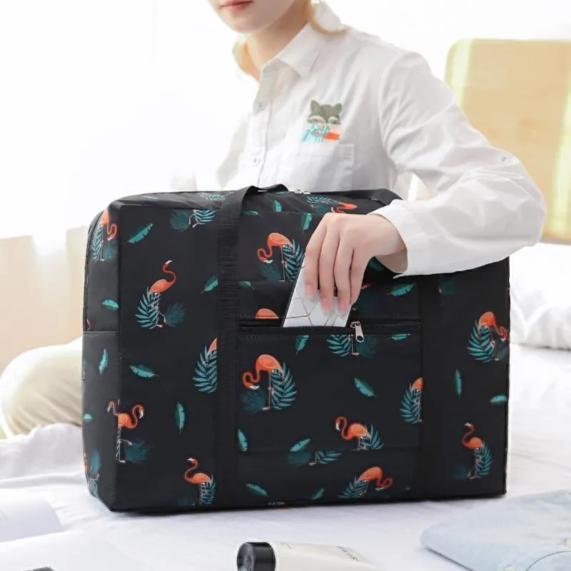 Waterproof Foldable Travel Bag - Compact & Durable - Navy Blue Geometry