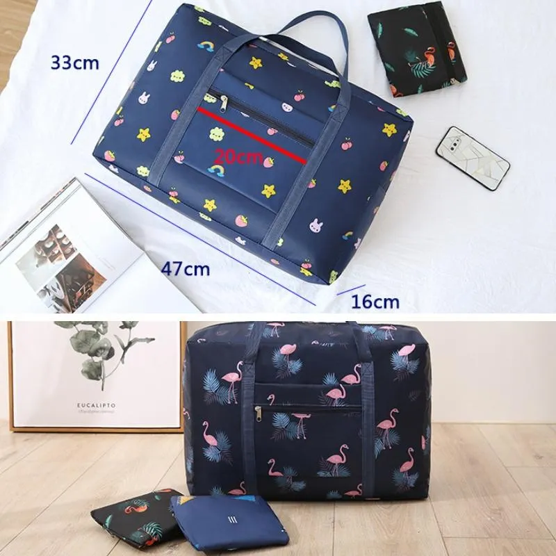 Waterproof Foldable Travel Bag - Compact & Durable - Navy Blue Geometry