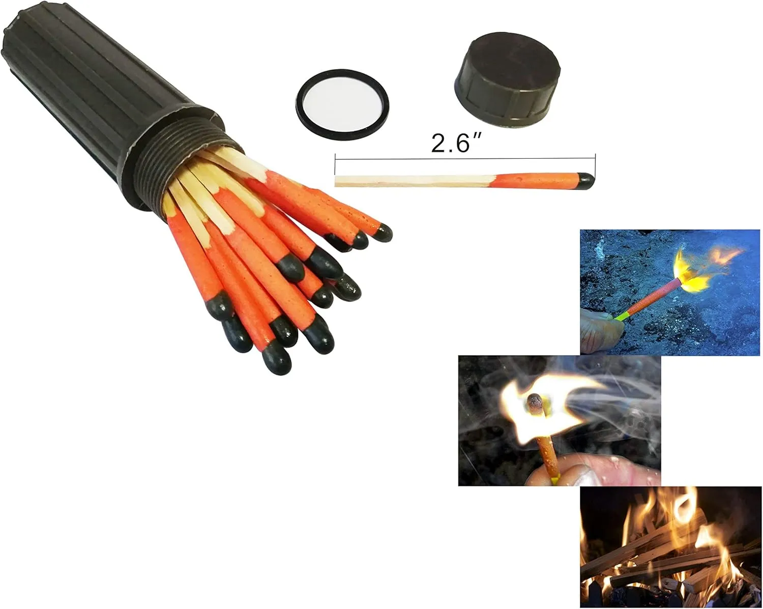 Waterproof Matches Case   Wax-Coated Waterproof Fire Rope Tin | Windproof Survival Fire Starter Kit for Camping, Hiking, Outdoor Emergency, Bushcraft