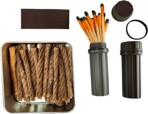 Waterproof Matches Case   Wax-Coated Waterproof Fire Rope Tin | Windproof Survival Fire Starter Kit for Camping, Hiking, Outdoor Emergency, Bushcraft