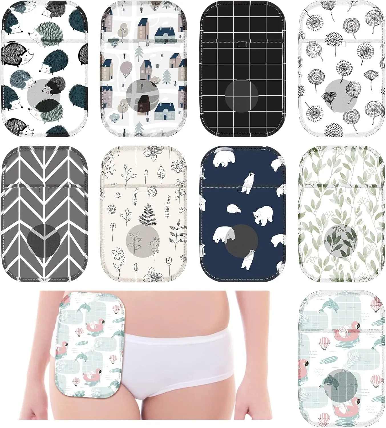 Weewooday 9 Pcs Ostomy Bag Covers Waterproof Ostomy Shower Cover Lightweight Colostomy Bags Reusable Washable Wrap with Adjustable Opening Colostomy Supplies for Women Men Care Protector
