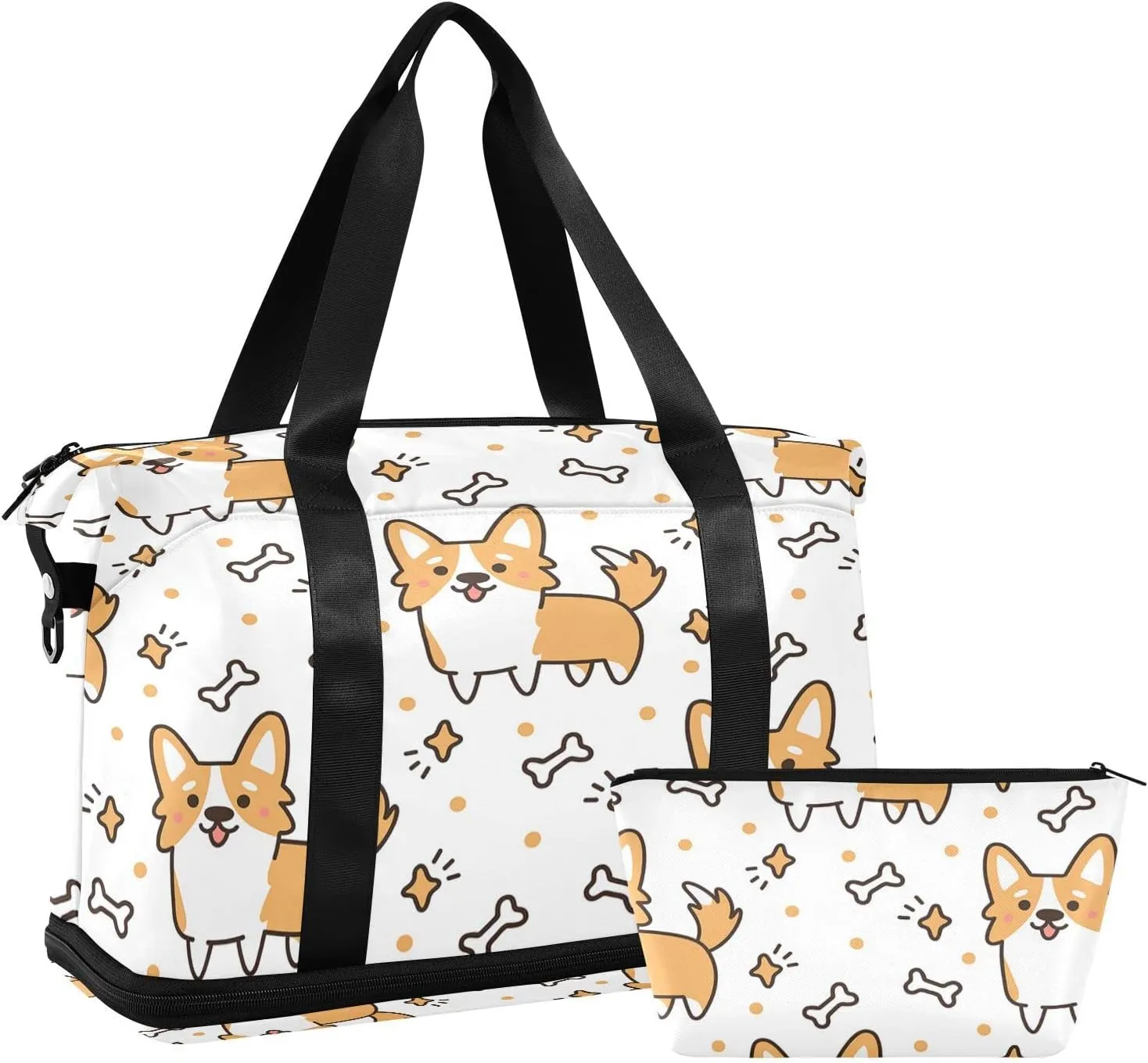 Welsh Corgi Dog Breed Foldable Travel Bag, Camping Luggage bag, Portable Gym Bag, Sports Bag, Toiletry Bag with Handles Adjustable Shoulder Strap