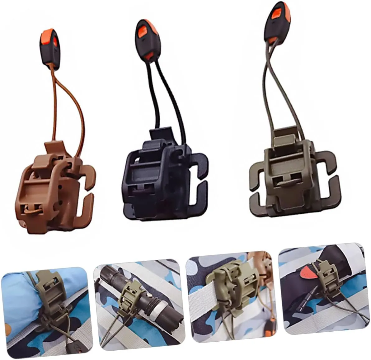 Whistle Buckle Clip Flashlight Buckle Clip Back Straps Clip Flashlight Buckle Clamp Nylon Abs Rubber