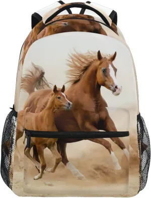White Horse Desert Backpacks for Girls Boys School Backpack Kids School Bags Lightweight Student Elementary 3rd 4th 5th Grade Shoulder Bag Bookbag Daypack