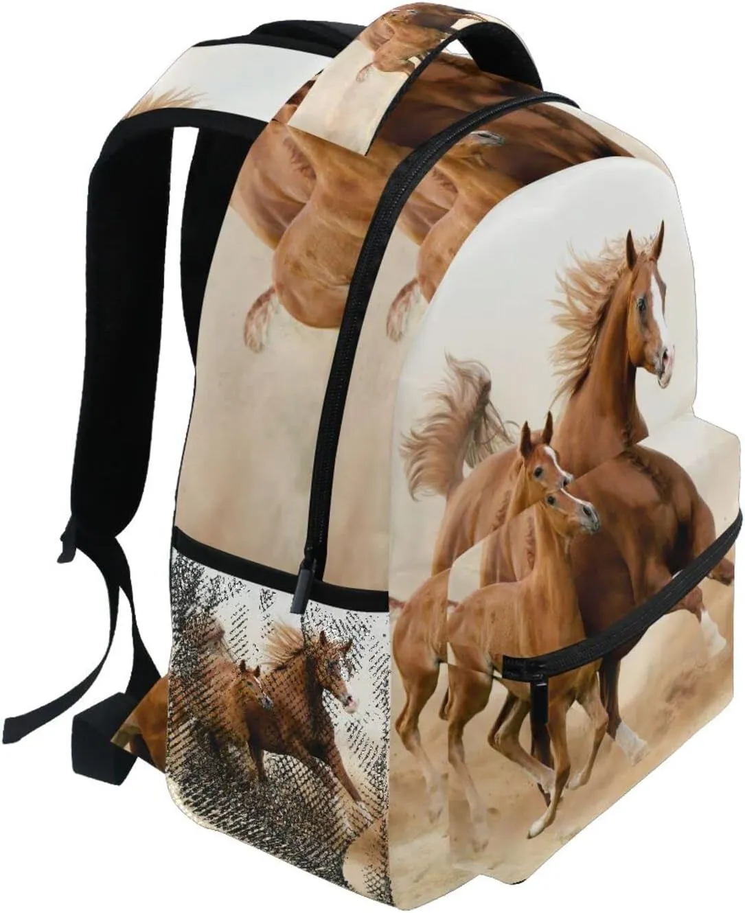 White Horse Desert Backpacks for Girls Boys School Backpack Kids School Bags Lightweight Student Elementary 3rd 4th 5th Grade Shoulder Bag Bookbag Daypack