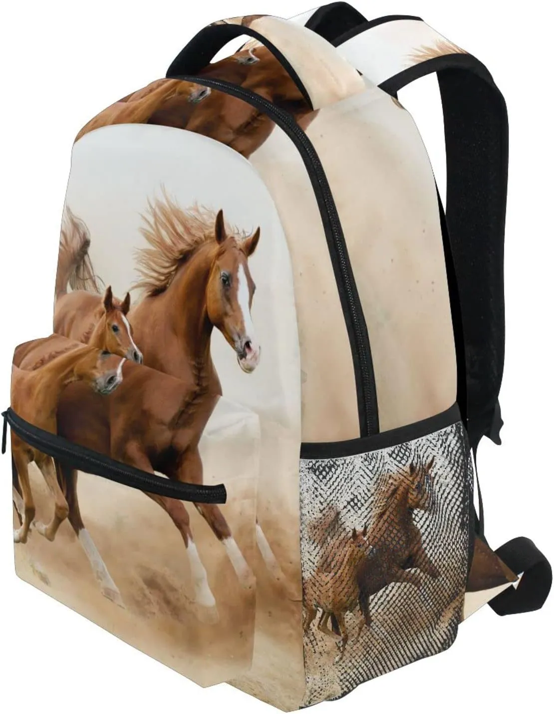 White Horse Desert Backpacks for Girls Boys School Backpack Kids School Bags Lightweight Student Elementary 3rd 4th 5th Grade Shoulder Bag Bookbag Daypack