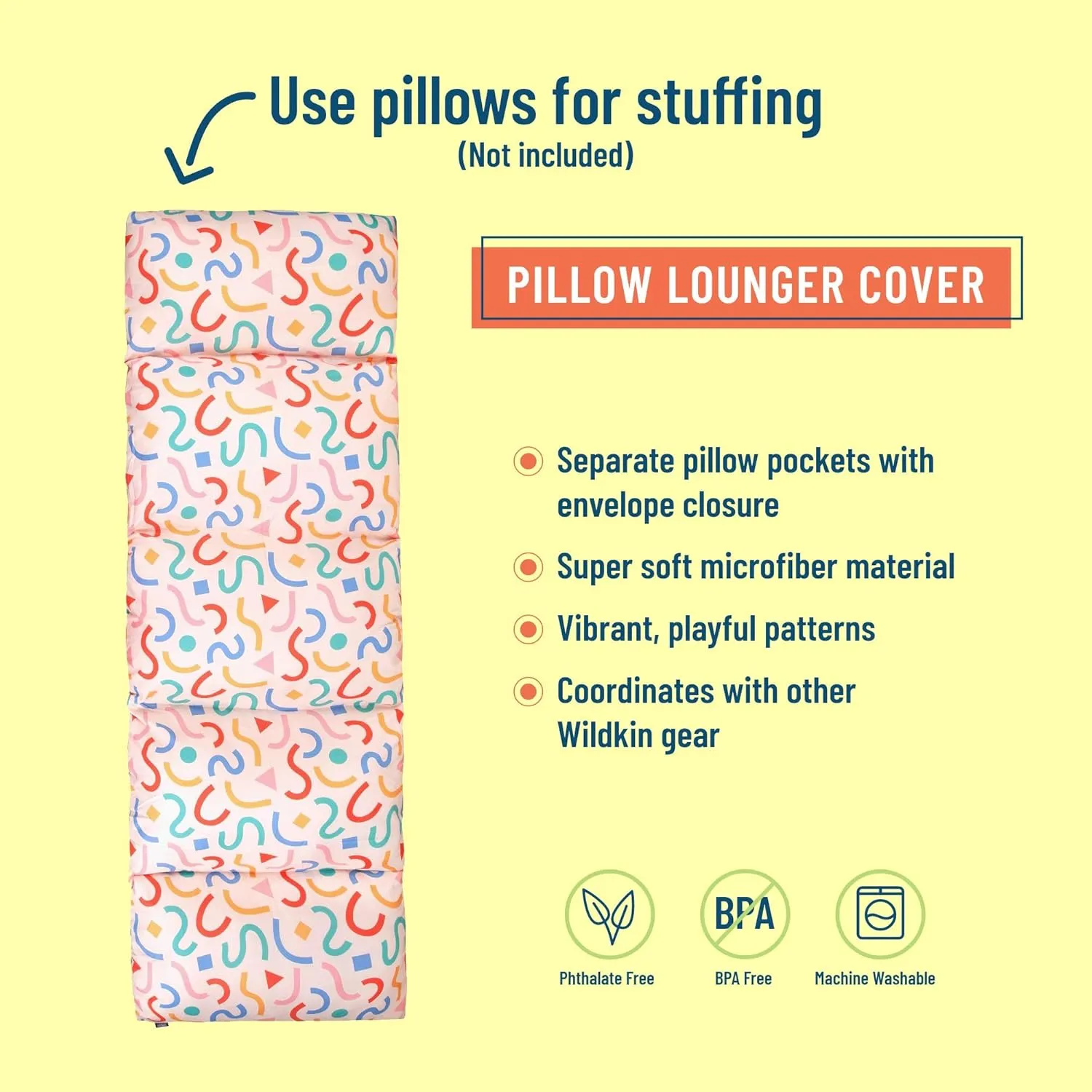 Wildkin Kids Microfiber Floor Lounger – Travel-Friendly, Sleepovers, Pillow Not Included - Confetti Peach