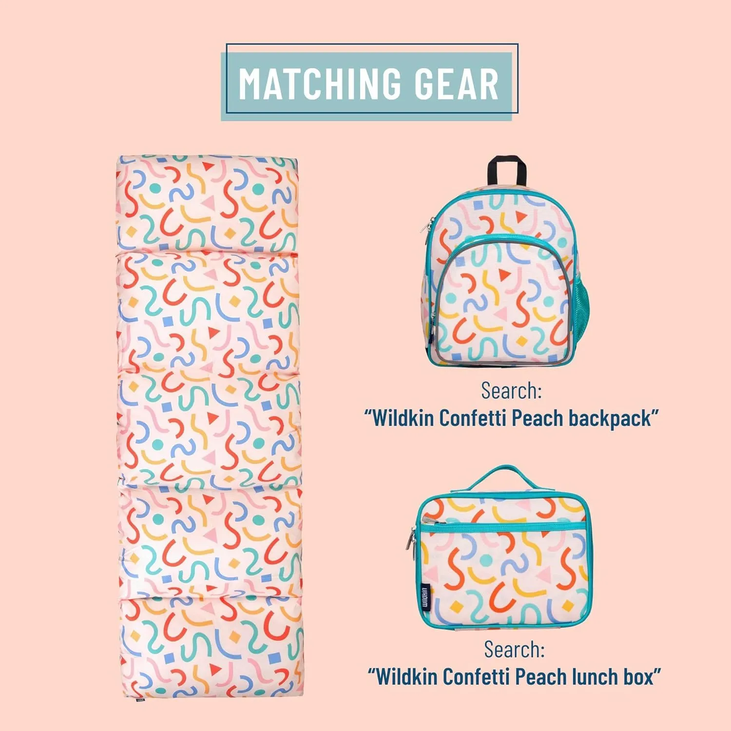 Wildkin Kids Microfiber Floor Lounger – Travel-Friendly, Sleepovers, Pillow Not Included - Confetti Peach