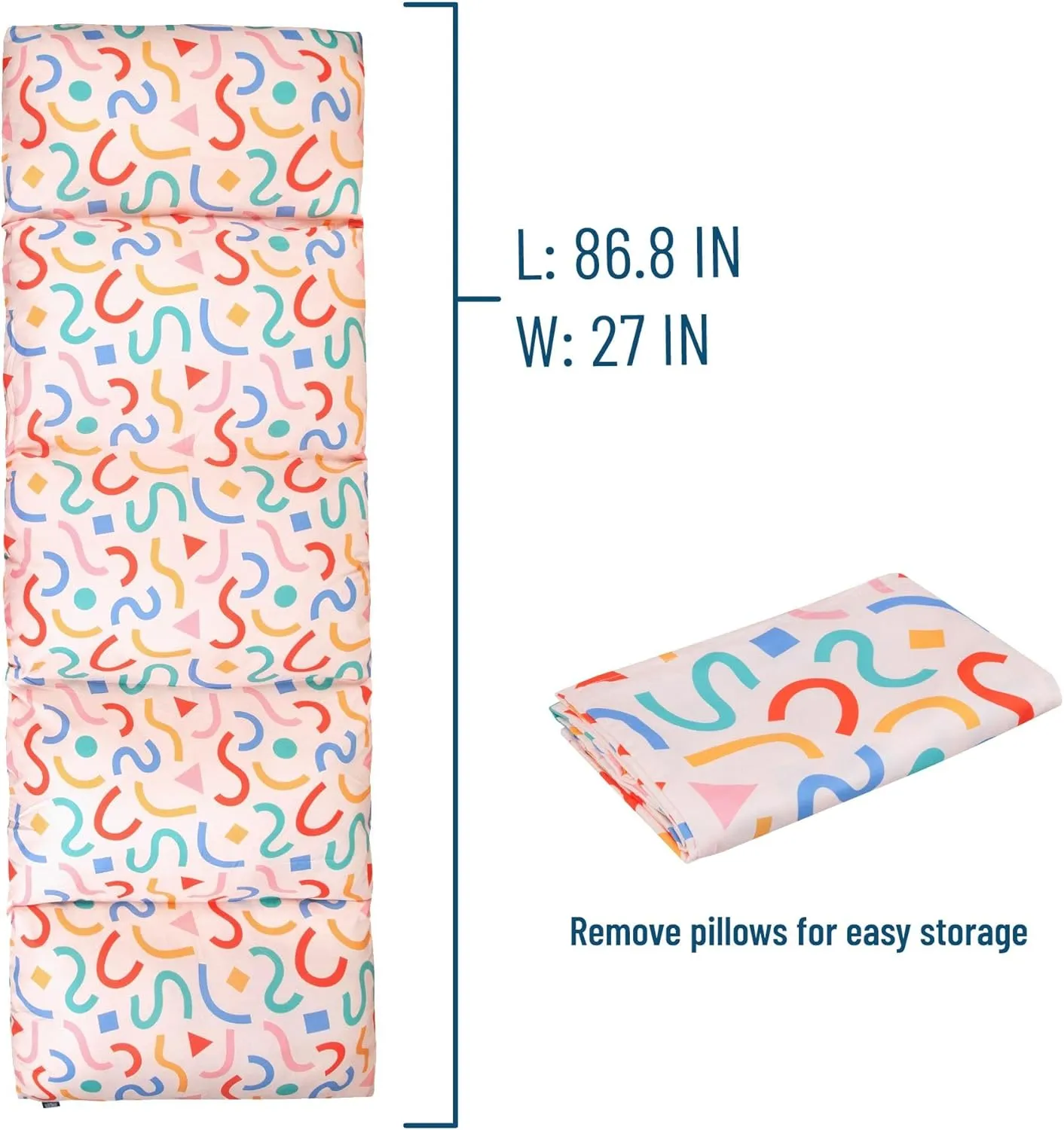 Wildkin Kids Microfiber Floor Lounger – Travel-Friendly, Sleepovers, Pillow Not Included - Confetti Peach