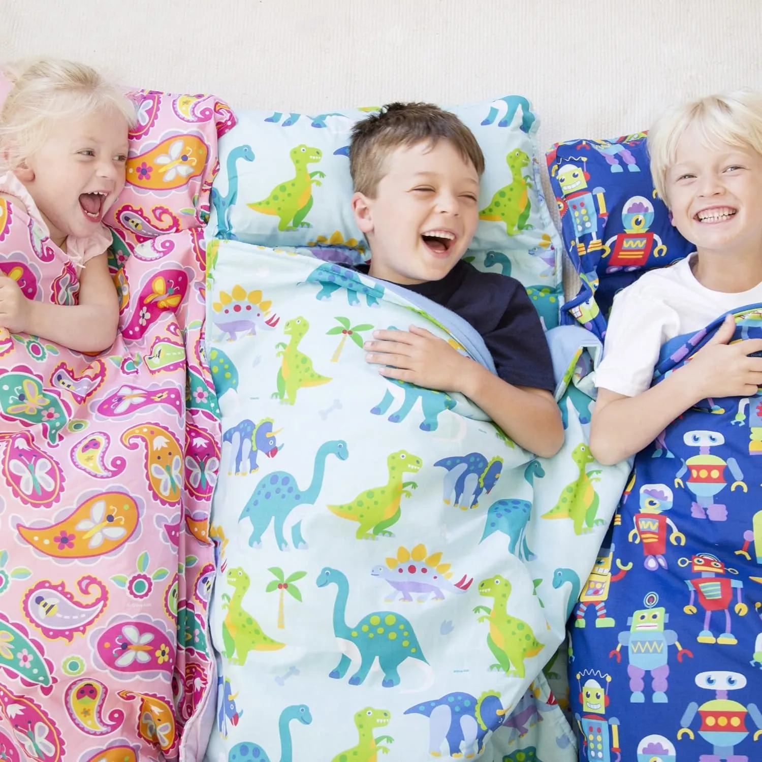 Wildkin Kids Microfiber Nap Mat – Soft Sleep Mat with Pillow, Ideal for School & Travel - Wild Animals